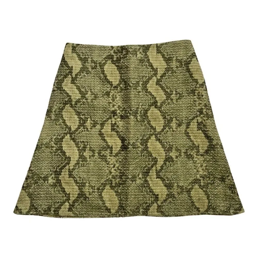 JO NO FUI Twiddled Metallic Green Skirt (40)